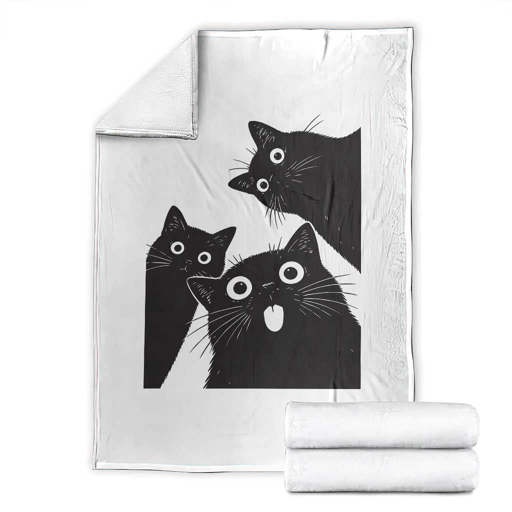 Funny Japanese Black Cat Is Watching You Throw Blanket Cat Lover TS12 White Print Your Wear