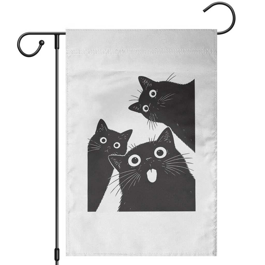 Funny Japanese Black Cat Is Watching You Garden Flag Cat Lover TS12 White Print Your Wear
