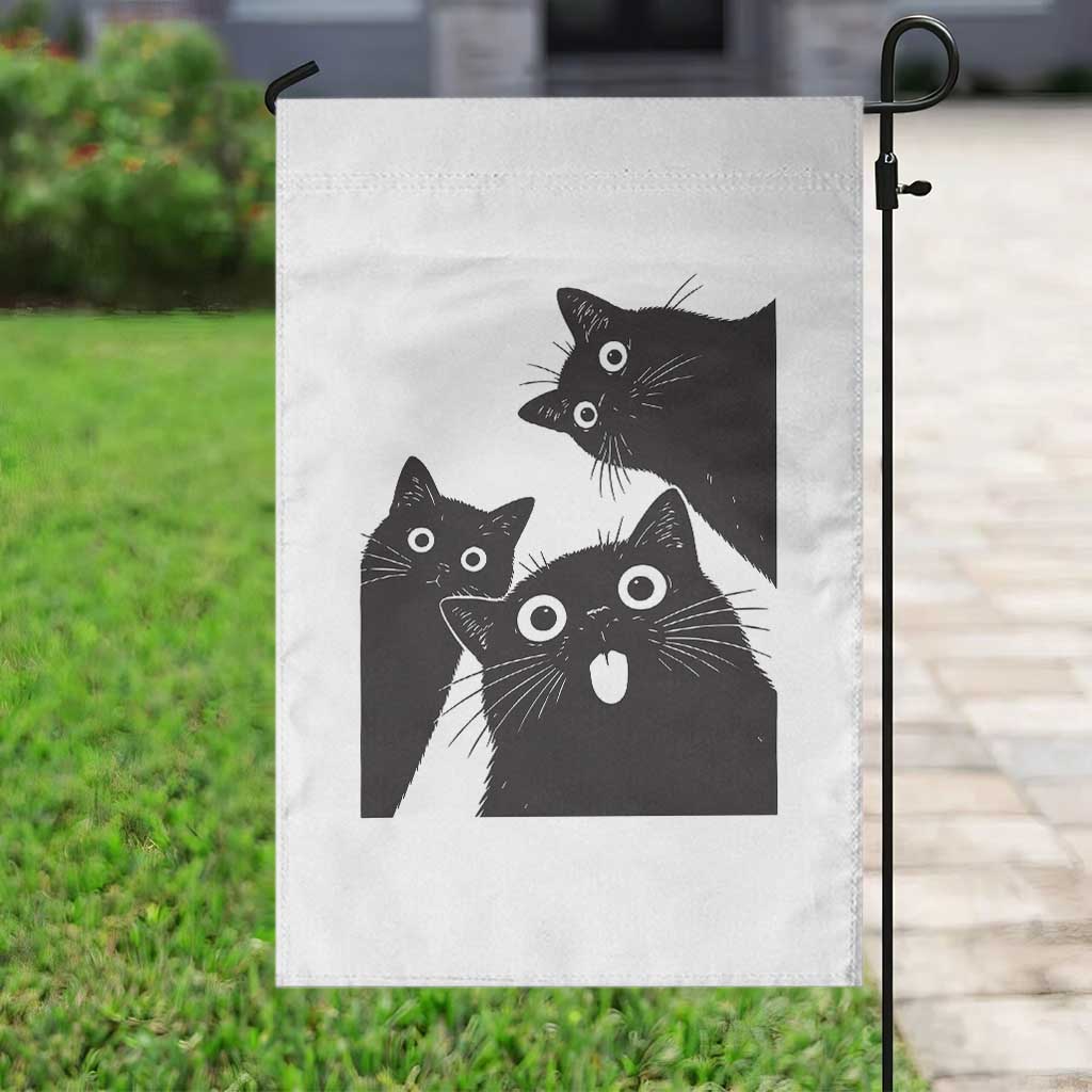 Funny Japanese Black Cat Is Watching You Garden Flag Cat Lover TS12 Print Your Wear