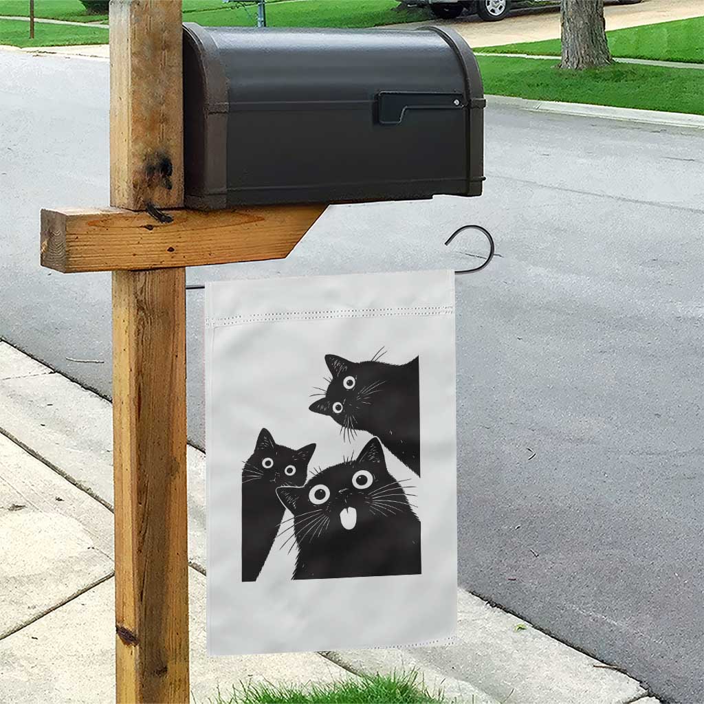 Funny Japanese Black Cat Is Watching You Garden Flag Cat Lover TS12 Print Your Wear