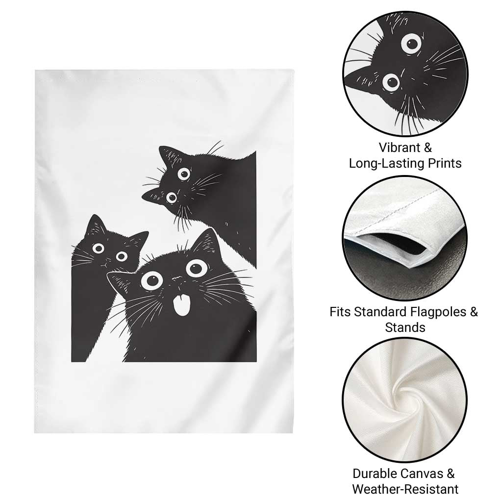 Funny Japanese Black Cat Is Watching You Garden Flag Cat Lover TS12 Print Your Wear