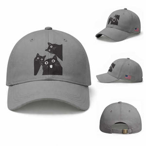 Funny Japanese Black Cat Is Watching You Baseball Cap Cat Lover TS12 Baseball Cap Universal Fit Sport Gray Print Your Wear