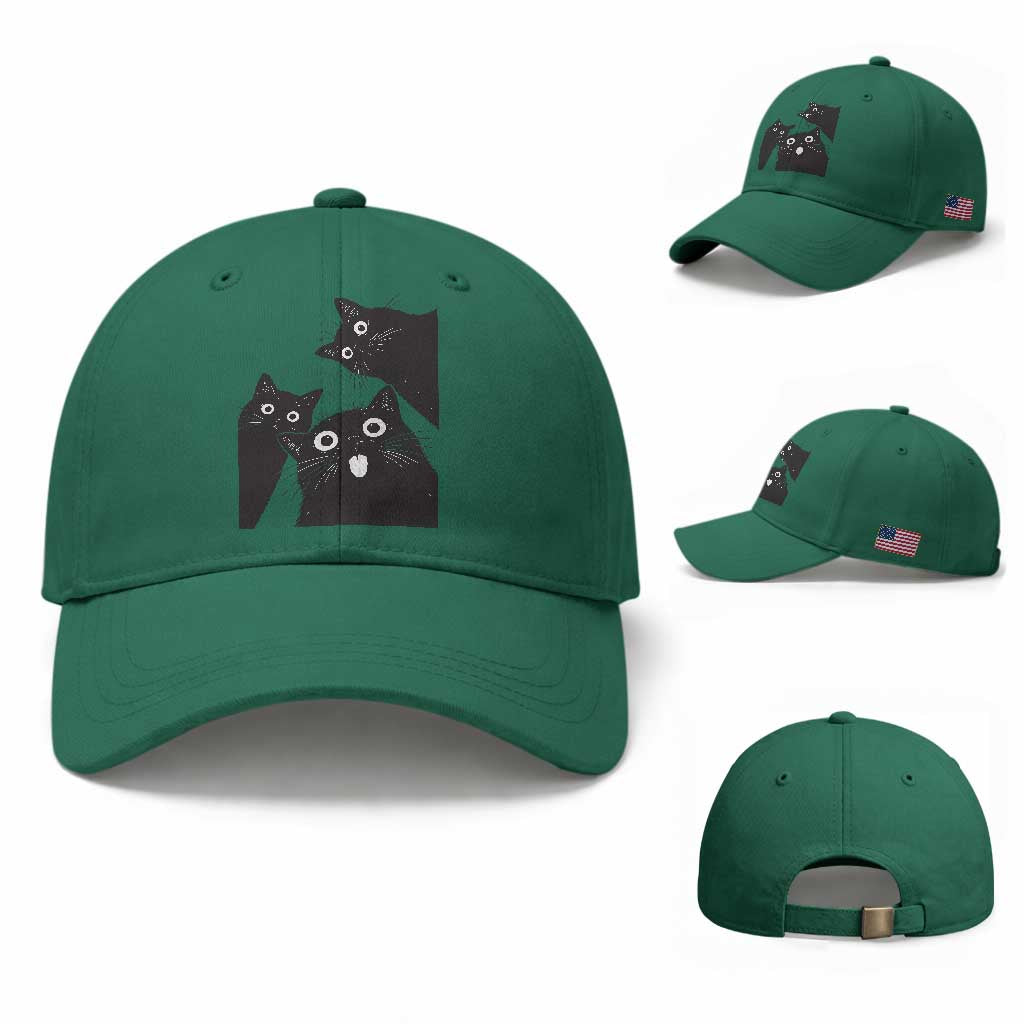 Funny Japanese Black Cat Is Watching You Baseball Cap Cat Lover TS12 Baseball Cap Universal Fit Irish Green Print Your Wear