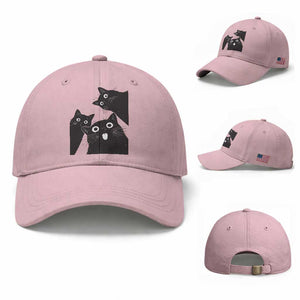 Funny Japanese Black Cat Is Watching You Baseball Cap Cat Lover TS12 Baseball Cap Universal Fit Light Pink Print Your Wear