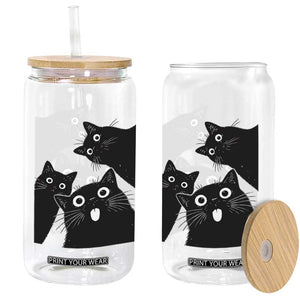 Funny Japanese Black Cat Is Watching You Glass Can Cat Lover TS12 Print Your Wear