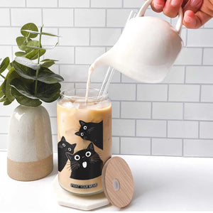 Funny Japanese Black Cat Is Watching You Glass Can Cat Lover TS12 Print Your Wear