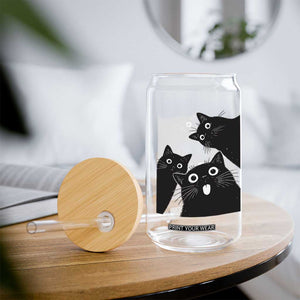 Funny Japanese Black Cat Is Watching You Glass Can Cat Lover TS12 Print Your Wear