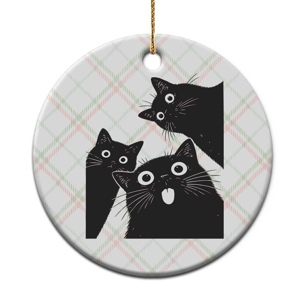 Funny Japanese Black Cat Is Watching You Ceramic Ornament Cat Lover TS12 1pc Christmas Plaid Print Your Wear