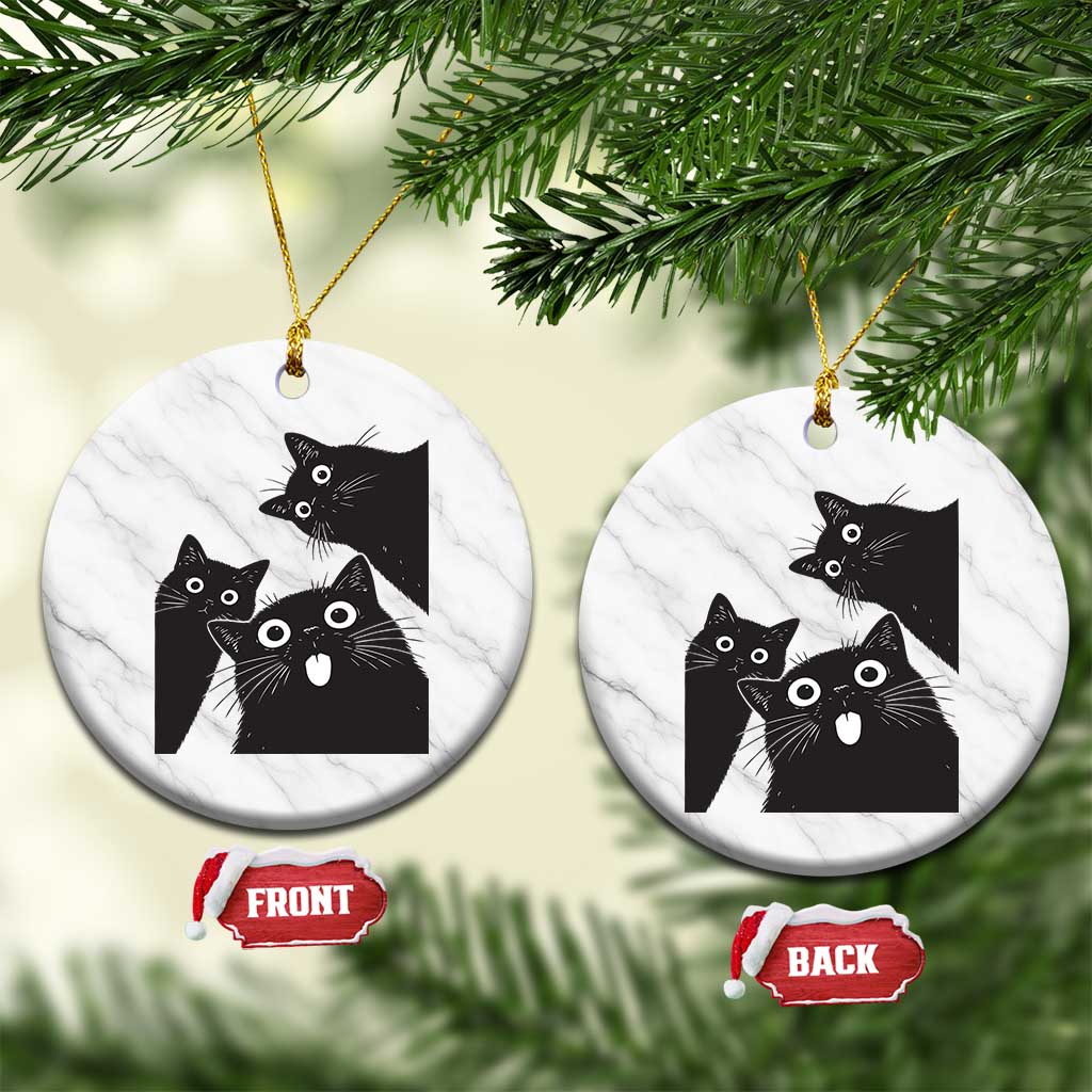 Funny Japanese Black Cat Is Watching You Ceramic Ornament Cat Lover TS12 1pc White Marble Print Your Wear