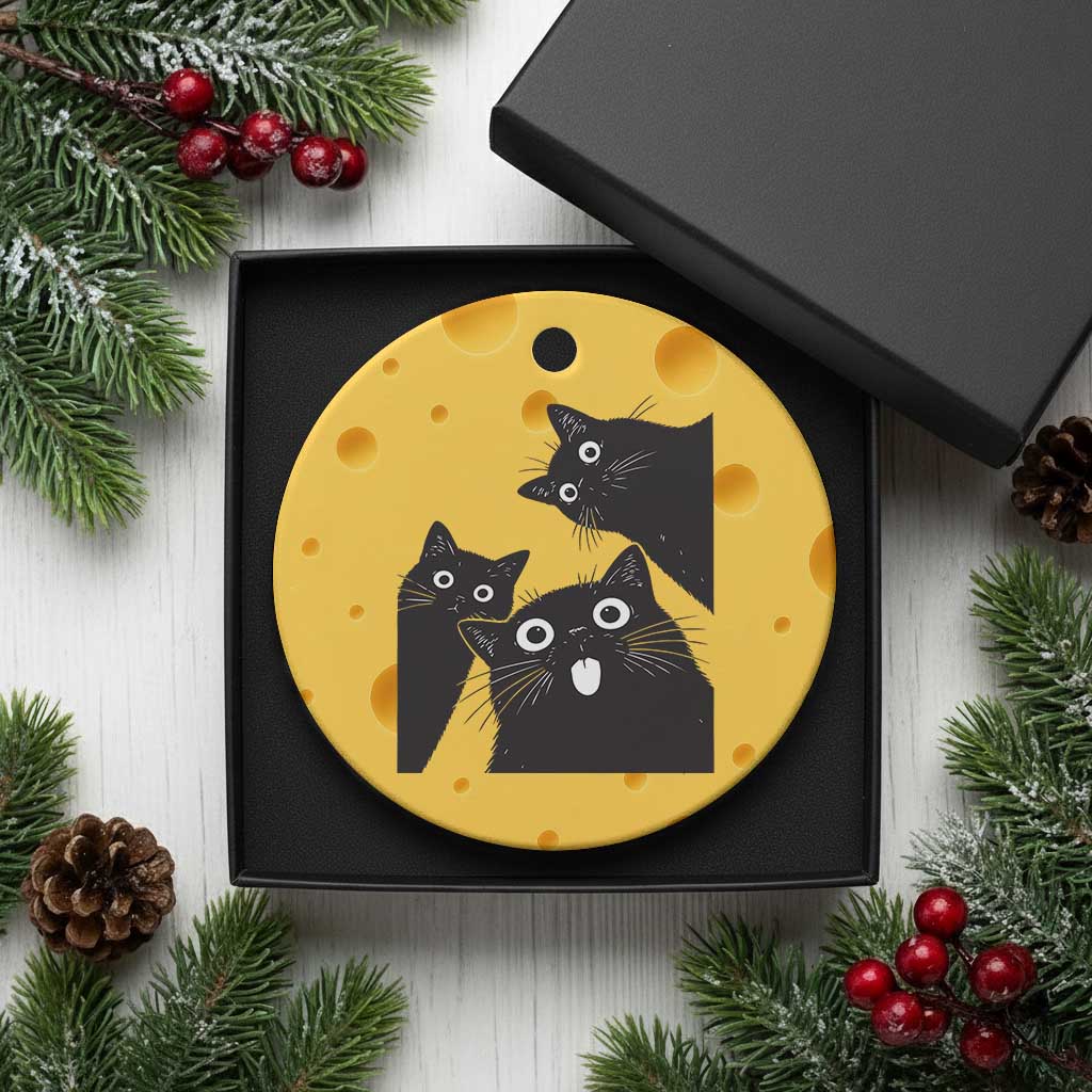 Funny Japanese Black Cat Is Watching You Ceramic Ornament Cat Lover TS12 1pc Yellow Cheese Print Your Wear