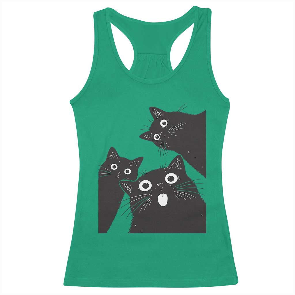 Funny Japanese Black Cat Is Watching You Racerback Tank Top Cat Lover TS12 Irish Green Print Your Wear