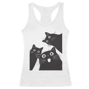 Funny Japanese Black Cat Is Watching You Racerback Tank Top Cat Lover TS12 White Print Your Wear