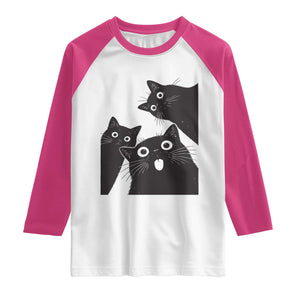 Funny Japanese Black Cat Is Watching You Raglan Shirt Cat Lover TS12 White Heliconia Print Your Wear