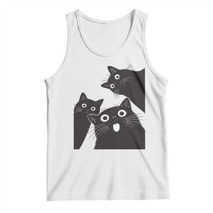 Funny Japanese Black Cat Is Watching You Tank Top Cat Lover TS12 White Print Your Wear