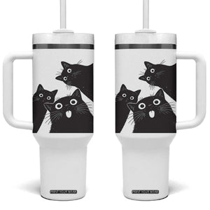 Funny Japanese Black Cat Is Watching You Tumbler With Handle Cat Lover TS12 One Size: 40 oz White Print Your Wear