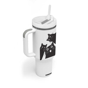 Funny Japanese Black Cat Is Watching You Tumbler With Handle Cat Lover TS12 Print Your Wear