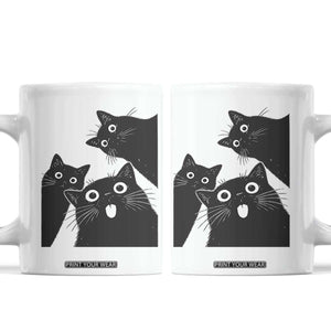 Funny Japanese Black Cat Is Watching You Coffee Mug Cat Lover TS12 White Print Your Wear
