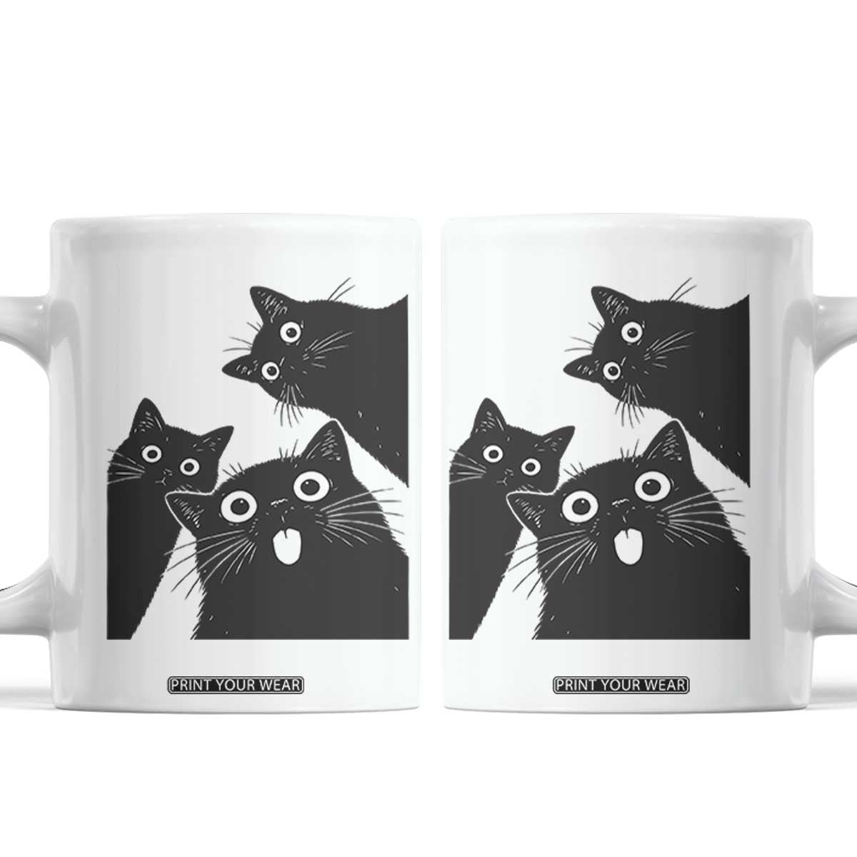Funny Japanese Black Cat Is Watching You Coffee Mug Cat Lover TS12 White Print Your Wear