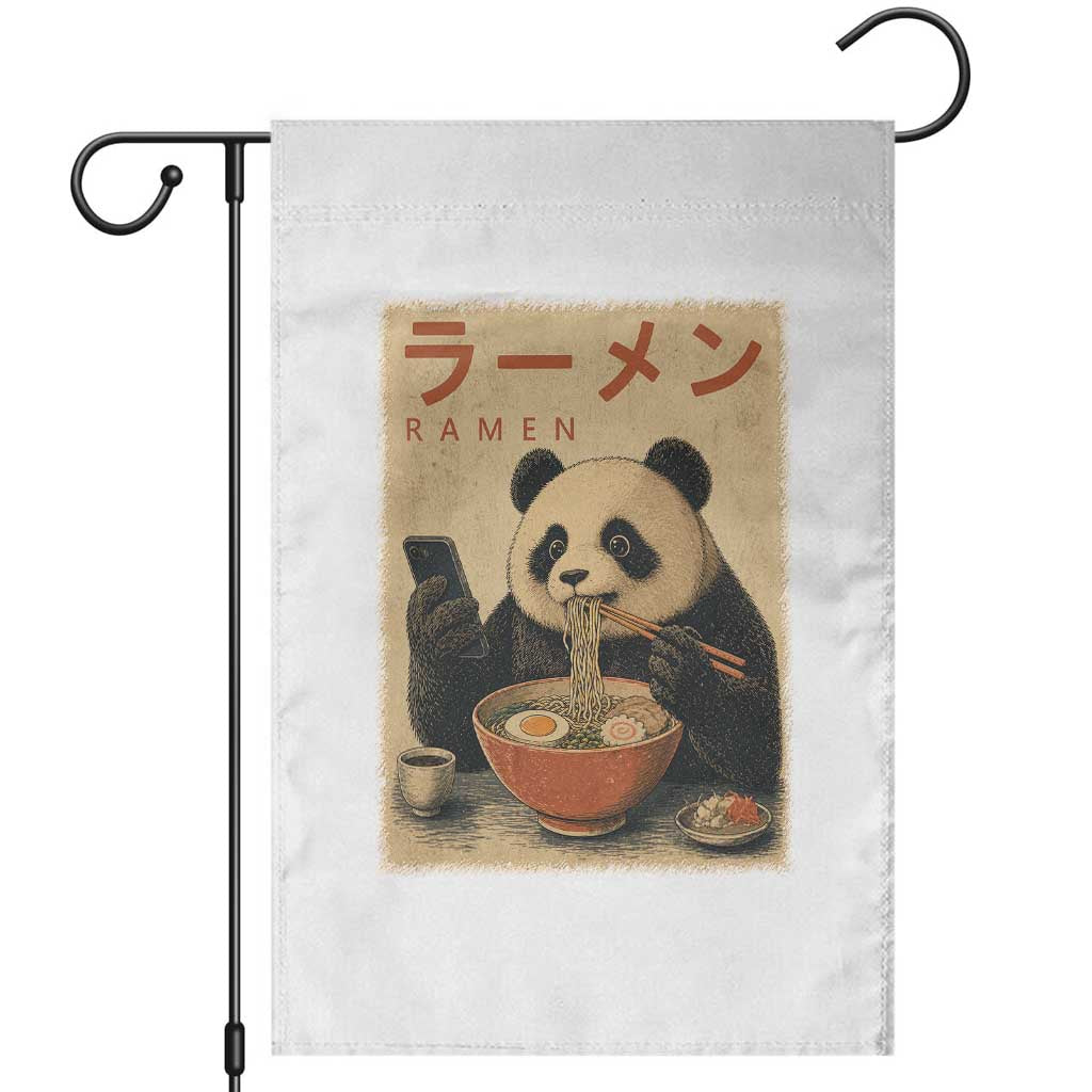 Funny Panda Eating Ramen Scrolling Phone Garden Flag Japanese Art Aesthetic TS12 White Print Your Wear