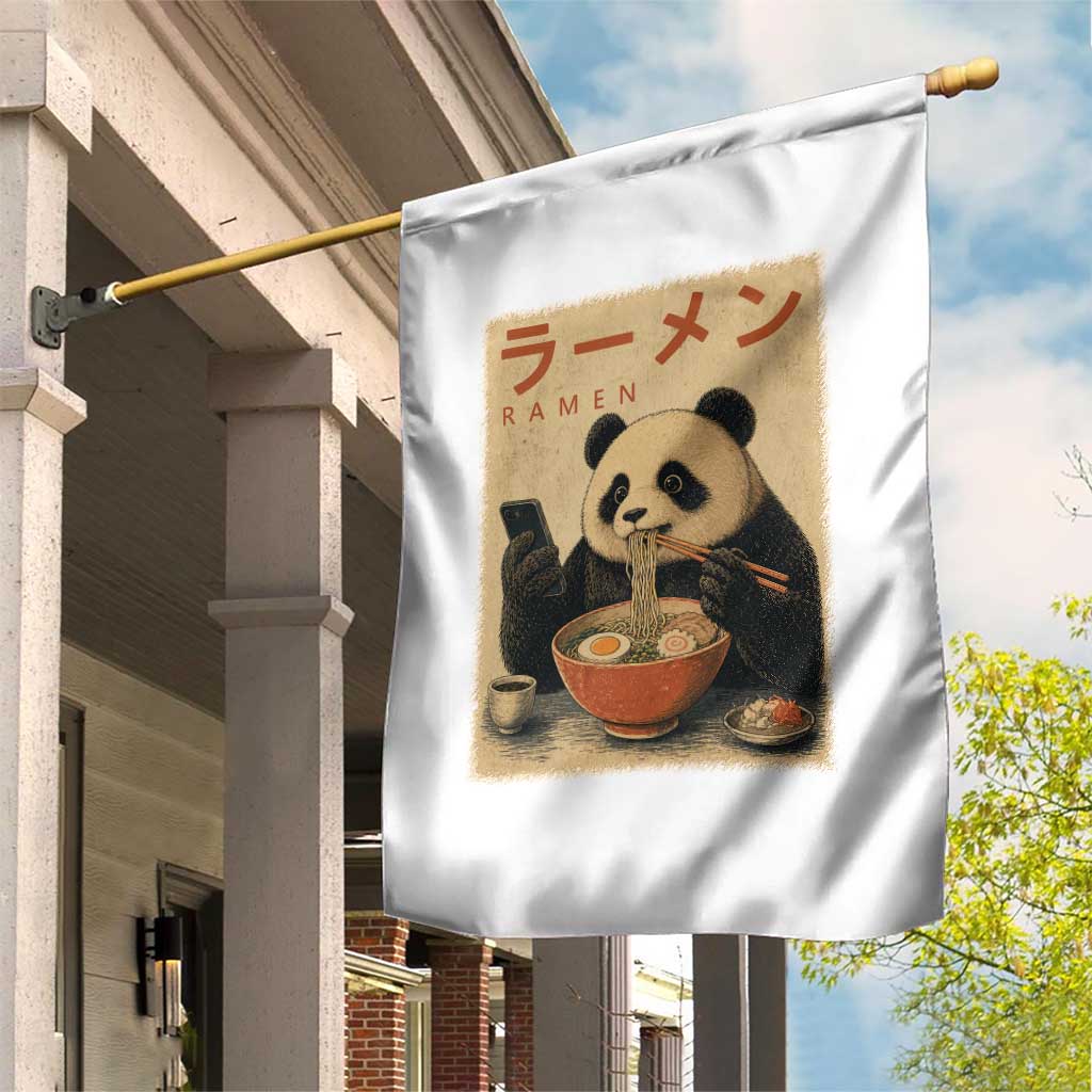 Funny Panda Eating Ramen Scrolling Phone Garden Flag Japanese Art Aesthetic TS12 Print Your Wear