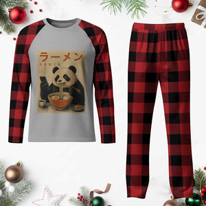 Funny Panda Eating Ramen Scrolling Phone Plaid Pajama Set Japanese Art Aesthetic TS12 Buffalo Plaid Print Your Wear