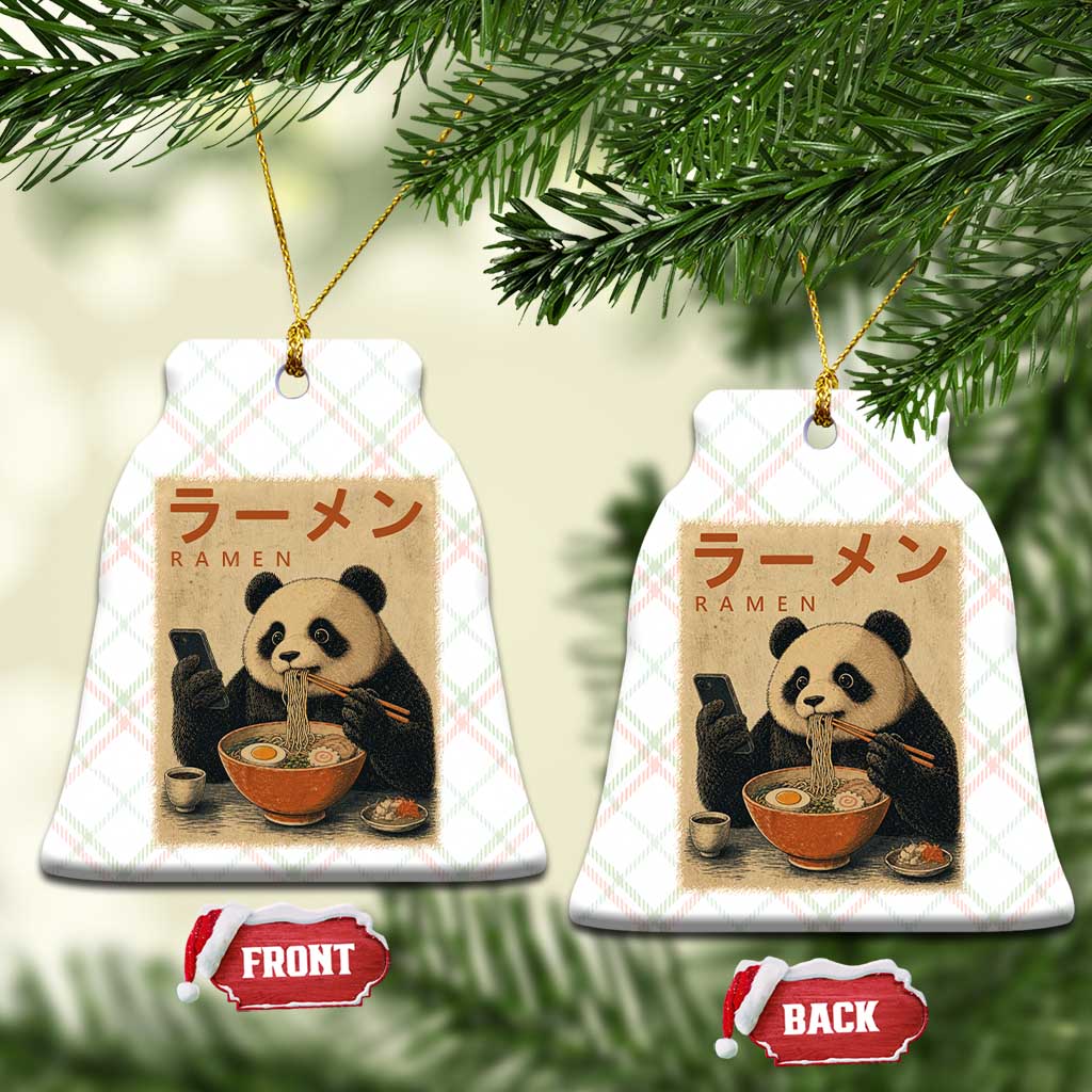 Funny Panda Eating Ramen Scrolling Phone Ceramic Ornament Japanese Art Aesthetic TS12 Print Your Wear