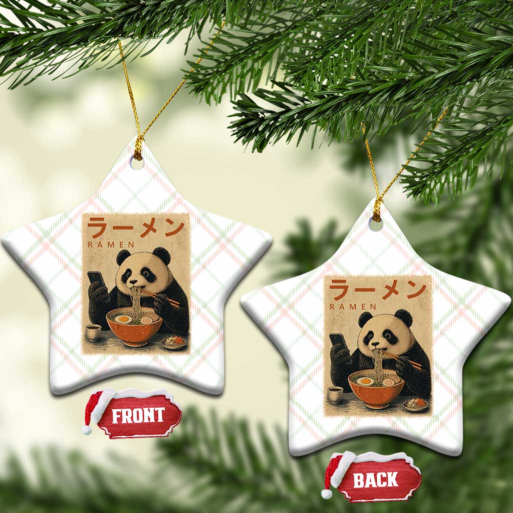 Funny Panda Eating Ramen Scrolling Phone Ceramic Ornament Japanese Art Aesthetic TS12 Print Your Wear