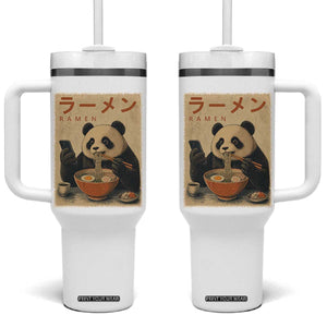 Funny Panda Eating Ramen Scrolling Phone Tumbler With Handle Japanese Art Aesthetic TS12 One Size: 40 oz White Print Your Wear