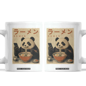 Funny Panda Eating Ramen Scrolling Phone Coffee Mug Japanese Art Aesthetic TS12 White Print Your Wear