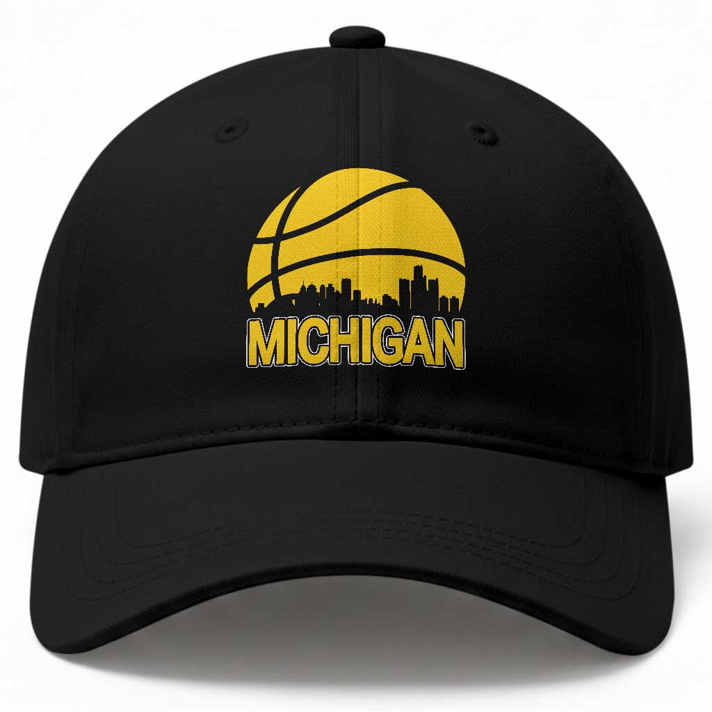 Vintage Michigan Skyline Baseball Cap Basketball Lover Gift TS12 Print Your Wear