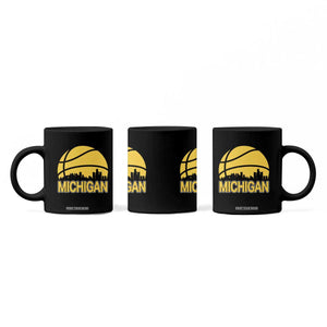 Vintage Michigan Skyline Coffee Mug Basketball Lover Gift TS12 Print Your Wear