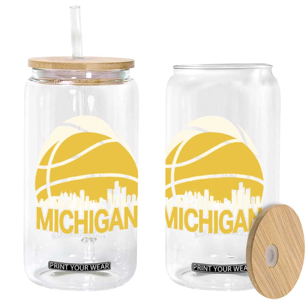 Vintage Michigan Skyline Glass Can Basketball Lover Gift TS12 Print Your Wear