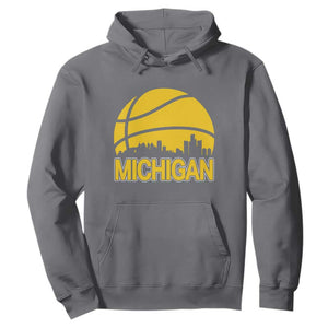 Vintage Michigan Skyline Hoodie Basketball Lover Gift TS12 Charcoal Print Your Wear