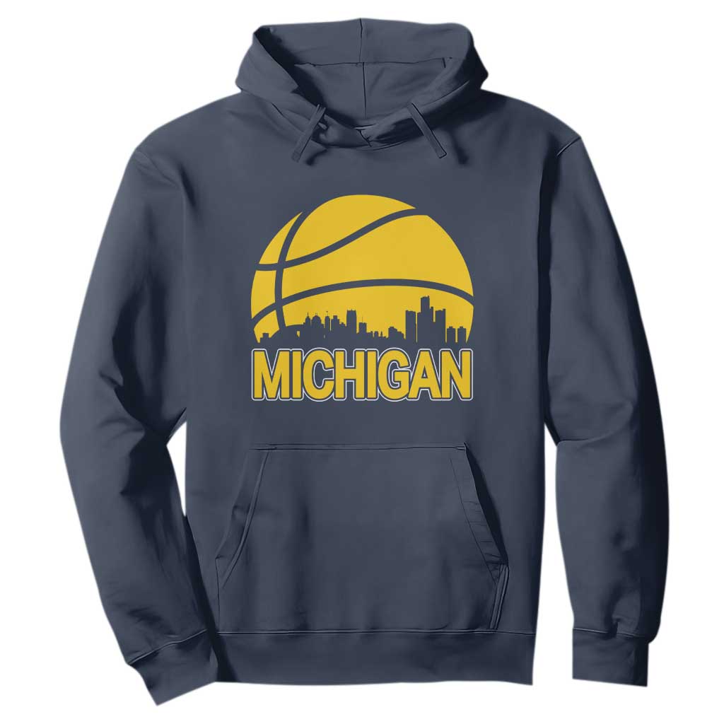Vintage Michigan Skyline Hoodie Basketball Lover Gift TS12 Navy Print Your Wear