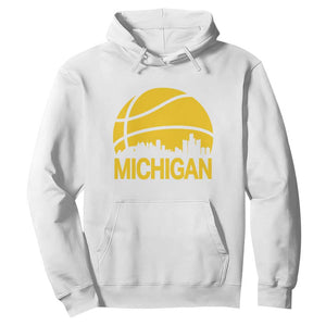 Vintage Michigan Skyline Hoodie Basketball Lover Gift TS12 White Print Your Wear