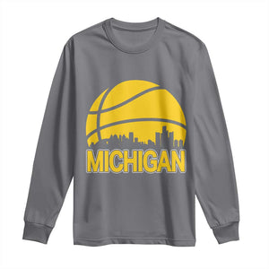 Vintage Michigan Skyline Long Sleeve Shirt Basketball Lover Gift TS12 Charcoal Print Your Wear