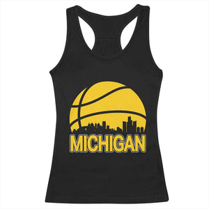 Vintage Michigan Skyline Racerback Tank Top Basketball Lover Gift TS12 Black Print Your Wear