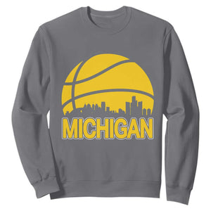 Vintage Michigan Skyline Sweatshirt Basketball Lover Gift TS12 Charcoal Print Your Wear