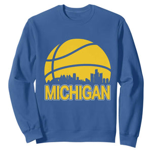 Vintage Michigan Skyline Sweatshirt Basketball Lover Gift TS12 Royal Blue Print Your Wear