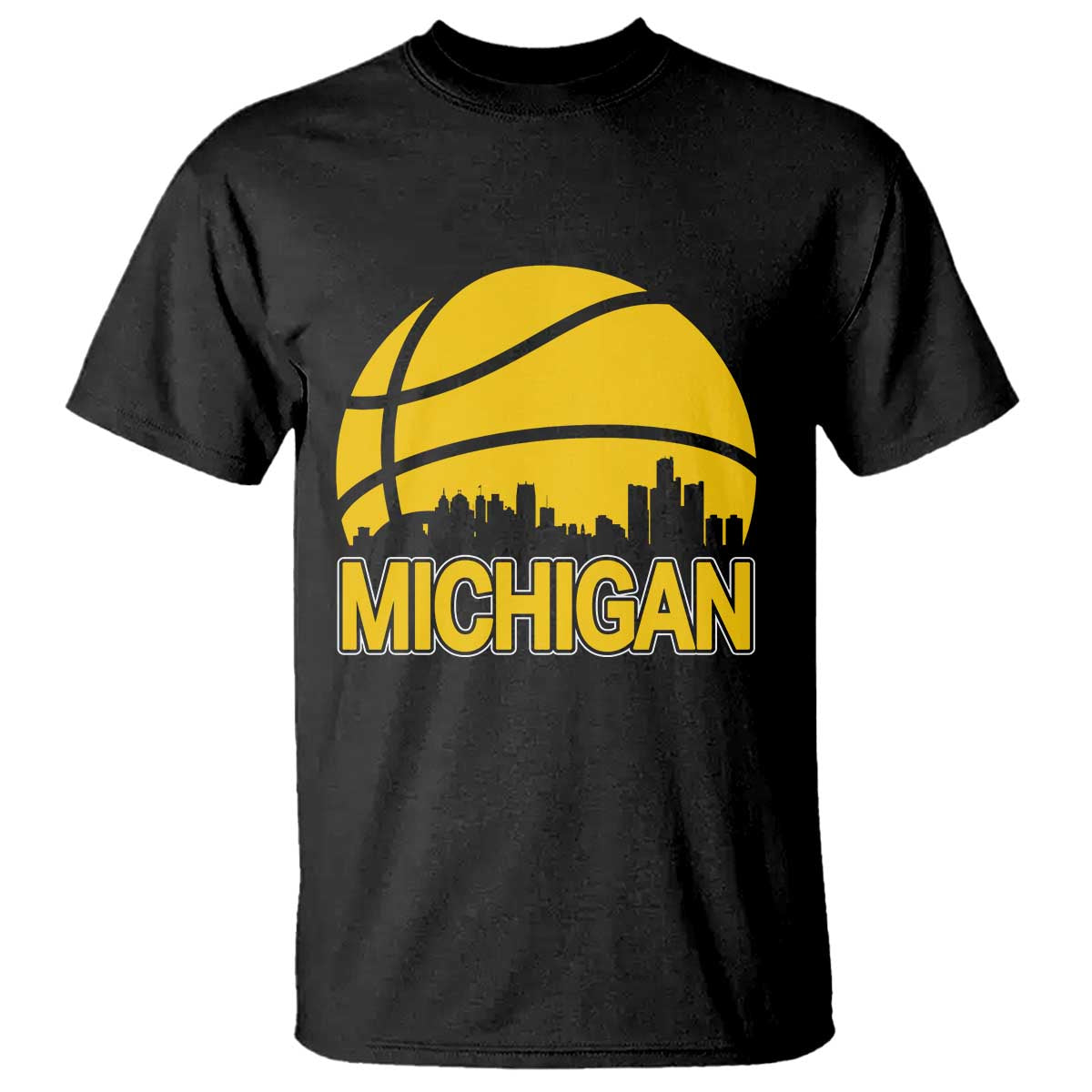 Vintage Michigan Skyline T Shirt Basketball Lover Gift TS12 Black Print Your Wear