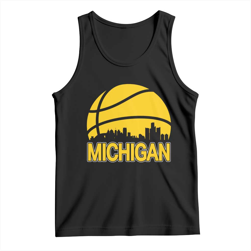 Vintage Michigan Skyline Tank Top Basketball Lover Gift TS12 Black Print Your Wear