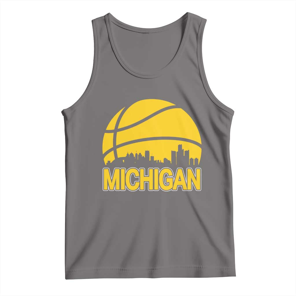 Vintage Michigan Skyline Tank Top Basketball Lover Gift TS12 Deep Heather Print Your Wear