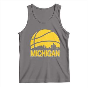 Vintage Michigan Skyline Tank Top Basketball Lover Gift TS12 Deep Heather Print Your Wear