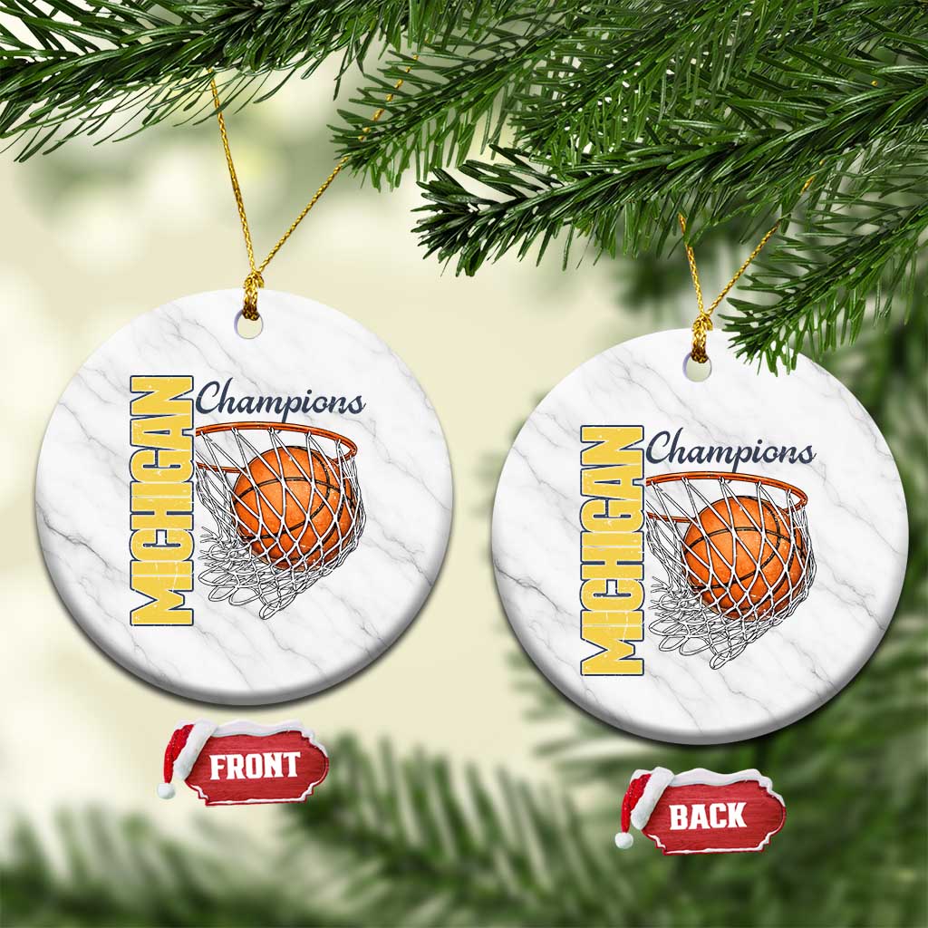 Vintage Michigan Hoops Pride Ceramic Ornament Retro Blue And Gold Champions Victory Graphic Sports Fan TS12 1pc White Marble Print Your Wear