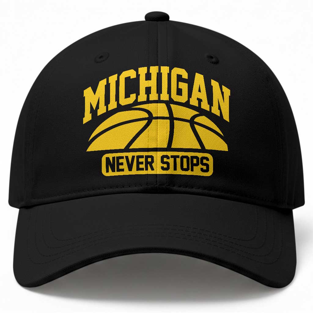 Michigan Never Stops Baseball Cap Great Lakes State Basketball Pride Gift TS12 Print Your Wear