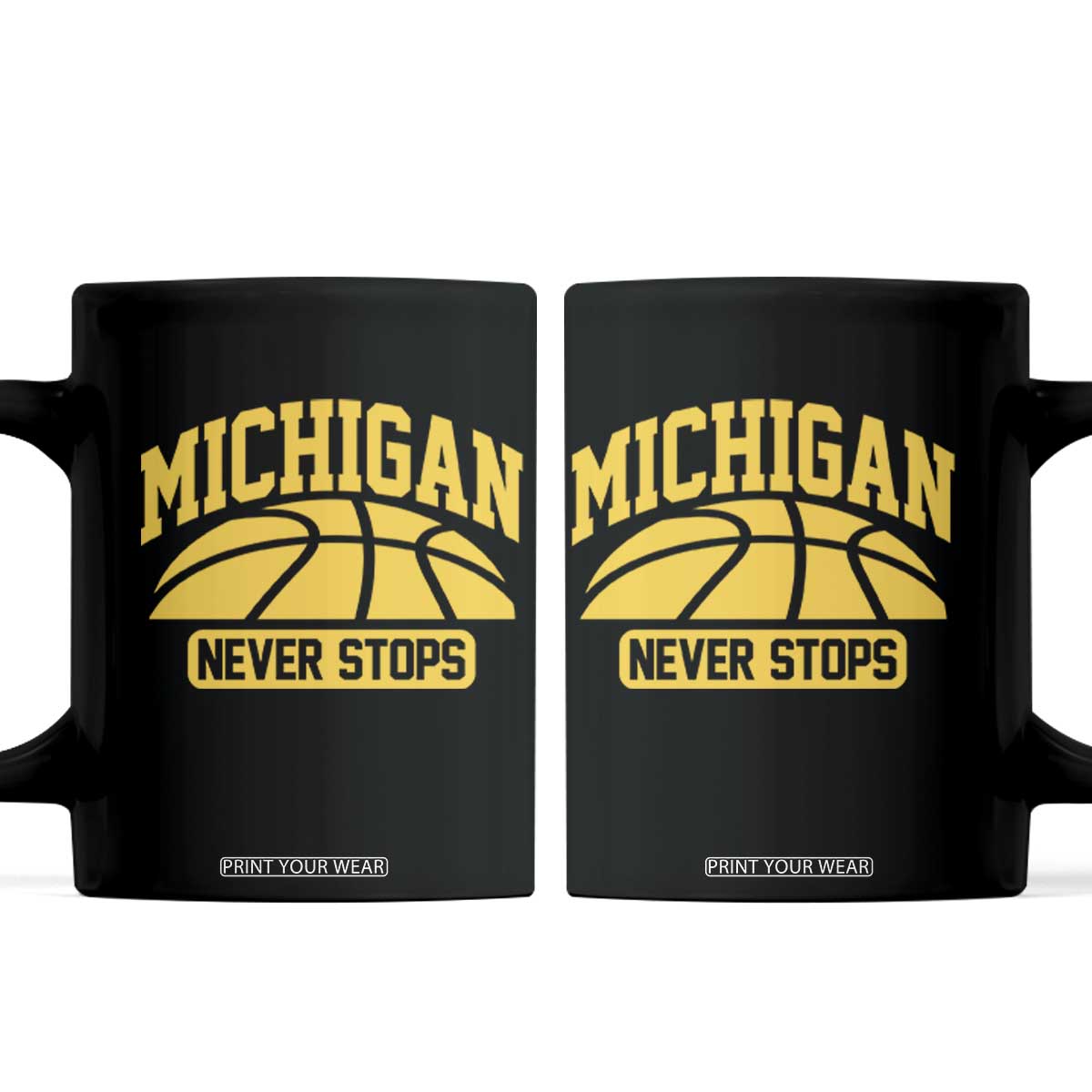 Michigan Never Stops Coffee Mug Great Lakes State Basketball Pride Gift TS12 Black Print Your Wear