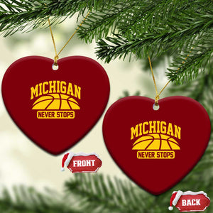 Michigan Never Stops Ceramic Ornament Great Lakes State Basketball Pride Gift TS12 Print Your Wear