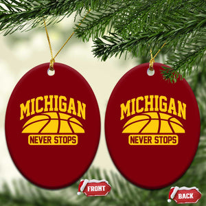 Michigan Never Stops Ceramic Ornament Great Lakes State Basketball Pride Gift TS12 Print Your Wear