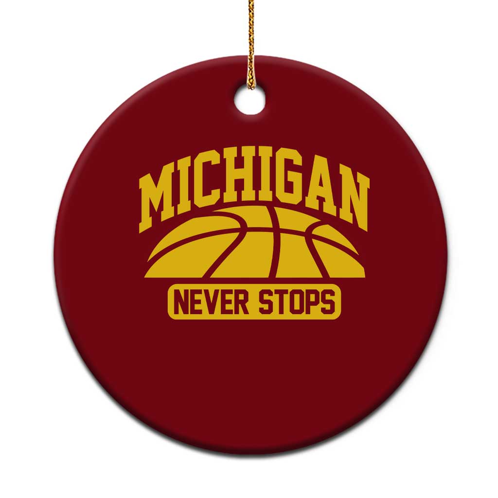 Michigan Never Stops Ceramic Ornament Great Lakes State Basketball Pride Gift TS12 1pc Red Print Your Wear