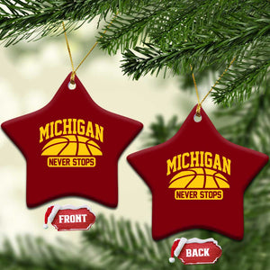 Michigan Never Stops Ceramic Ornament Great Lakes State Basketball Pride Gift TS12 Print Your Wear